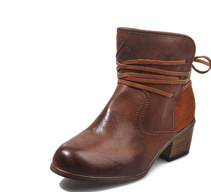 Women's Block-Heel Lace-Up Ankle Heeled Boots