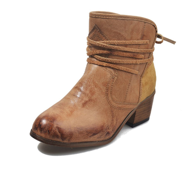 Women's Block-Heel Lace-Up Ankle Heeled Boots