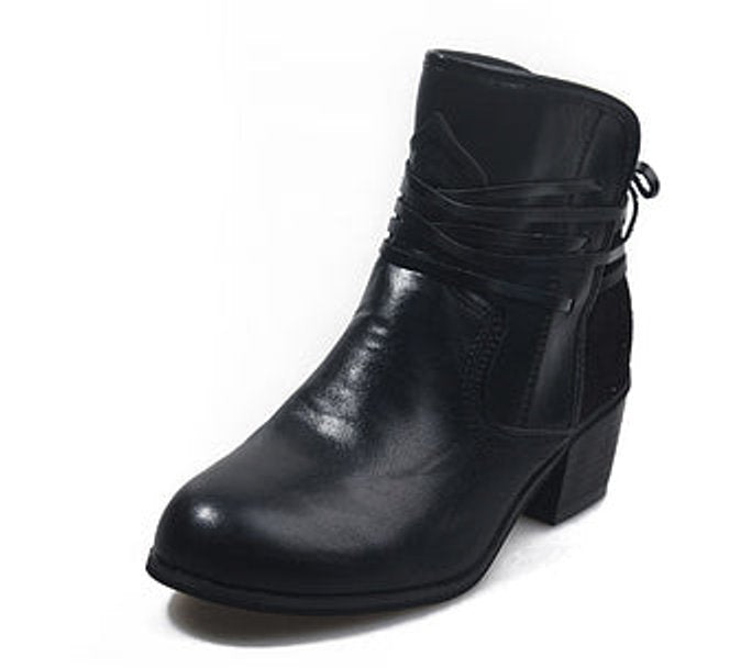 Women's Block-Heel Lace-Up Ankle Heeled Boots