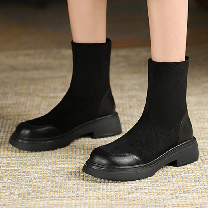 Women's Block Heel Sock-Fit Ankle Heeled Boots