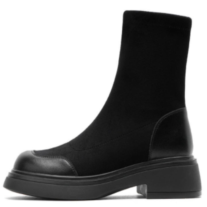 Women's Block Heel Sock-Fit Ankle Heeled Boots
