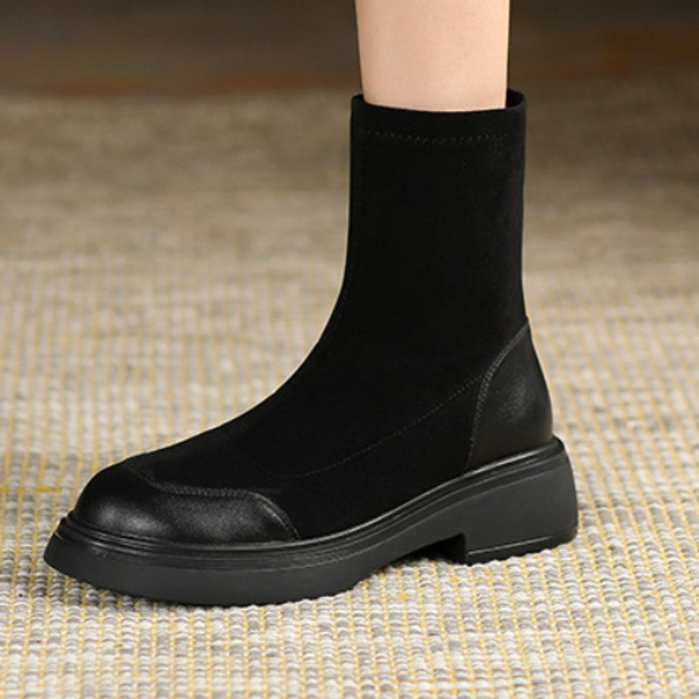 Women's Block Heel Sock-Fit Ankle Heeled Boots