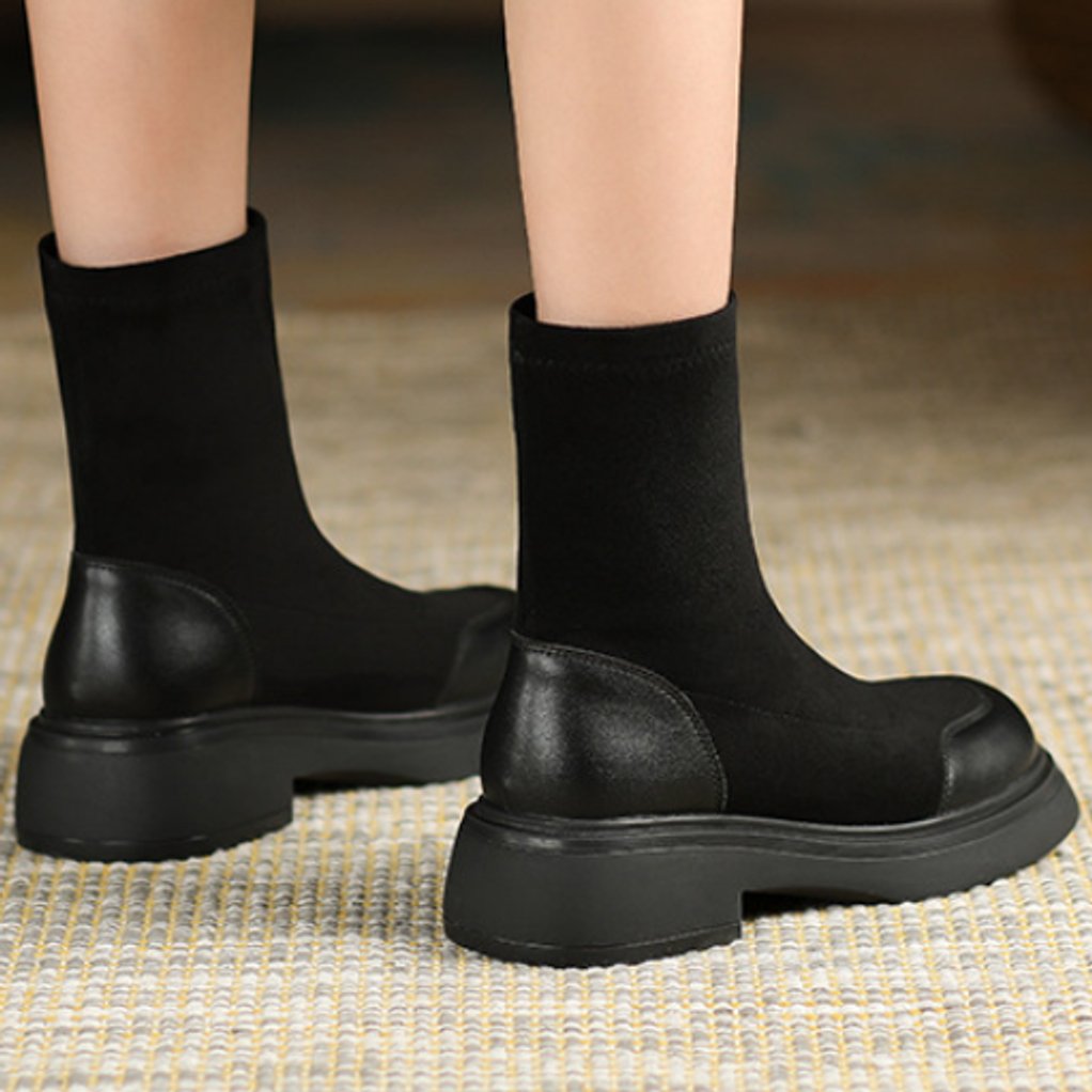 Women's Block Heel Sock-Fit Ankle Heeled Boots