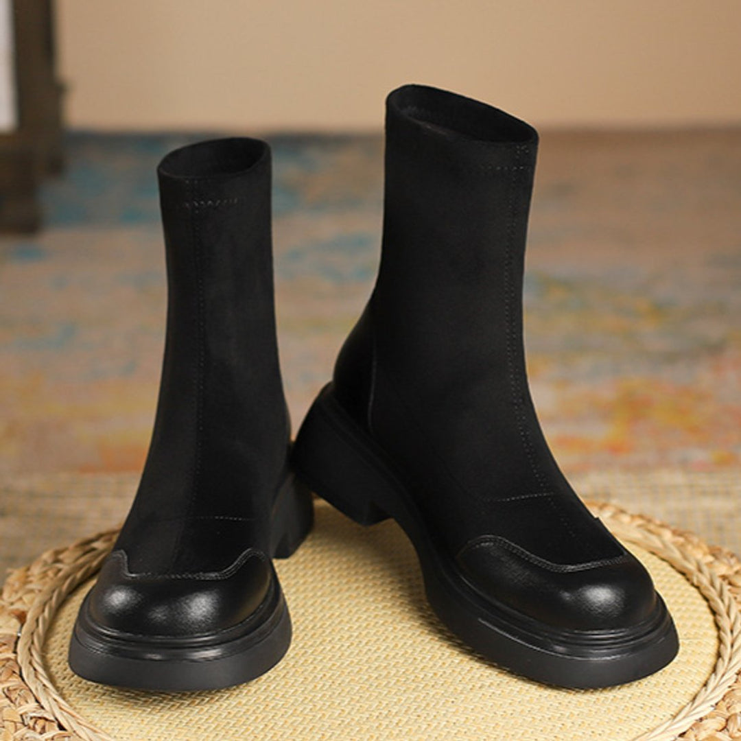 Women's Block Heel Sock-Fit Ankle Heeled Boots