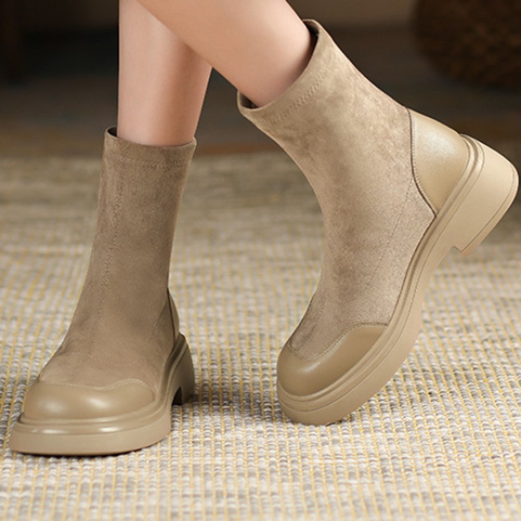 Women's Block Heel Sock-Fit Ankle Heeled Boots