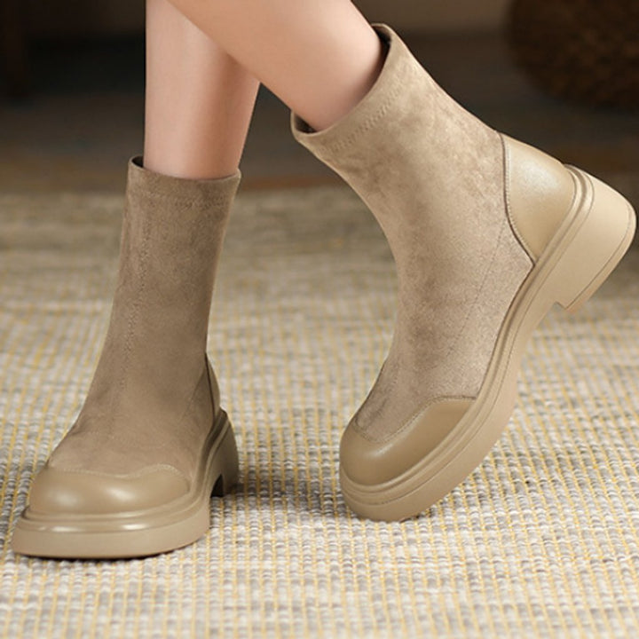 Women's Block Heel Sock-Fit Ankle Heeled Boots