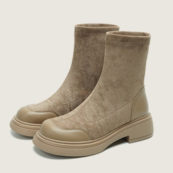 Women's Block Heel Sock-Fit Ankle Heeled Boots