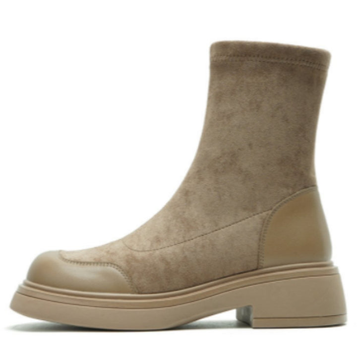 Women's Block Heel Sock-Fit Ankle Heeled Boots