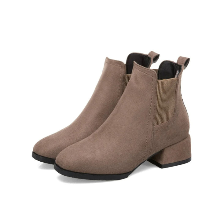 Women's Block Heel Suede Chelsea Ankle Heeled Boots