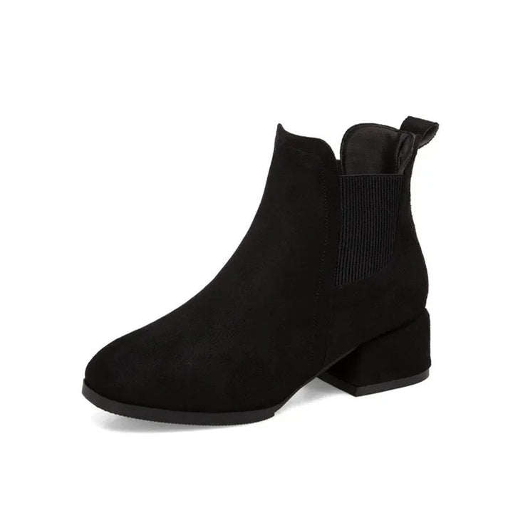 Women's Block Heel Suede Chelsea Ankle Heeled Boots