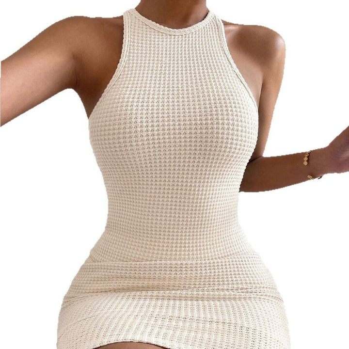 Women's Bodycon Sleeveless Waffle Knitted Dress