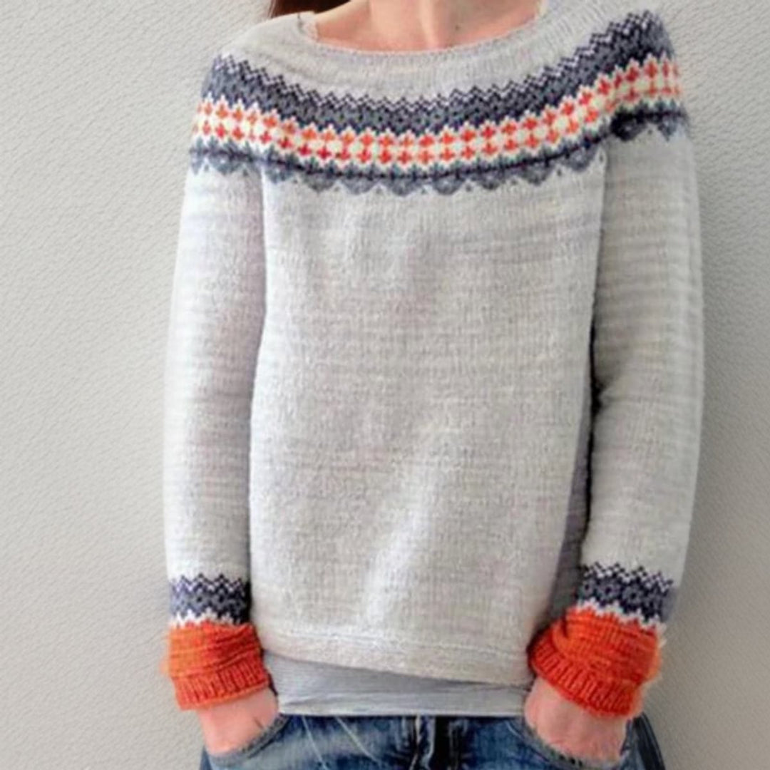 Women's Bohemian Fair Isle Knitted Sweater Long Sleeve Jumper