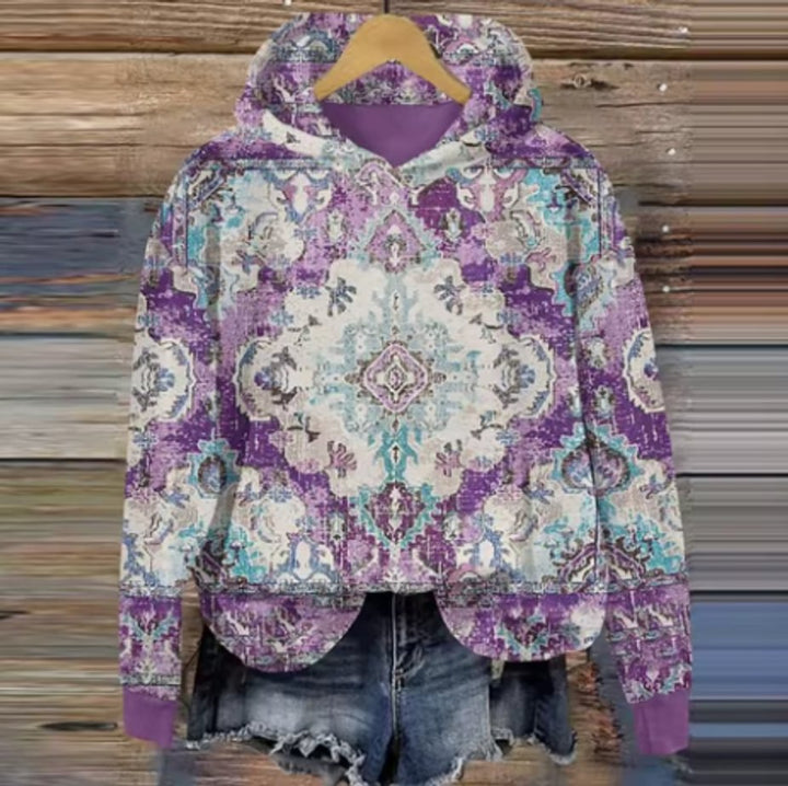 Women's Boho Hooded Knitted Sweater Oversized Pullover Hoodie