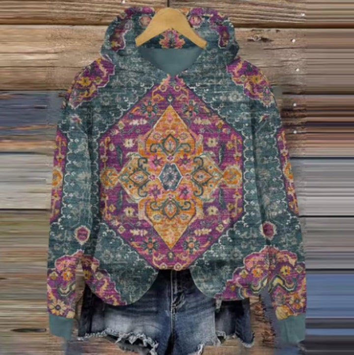 Women's Boho Hooded Knitted Sweater Oversized Pullover Hoodie