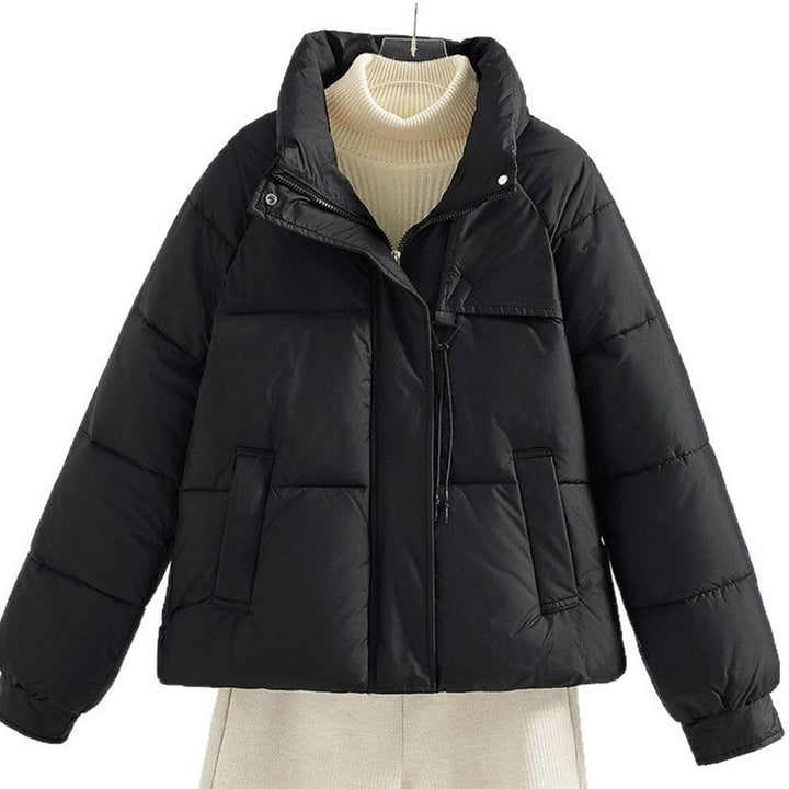 Women's Boxy Short-Length Stand-Collar Drawstring Puffer Jacket