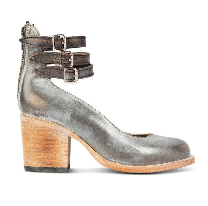 Women's Buckle-Strap Pointed-Toe Leather Ankle Heeled Boots