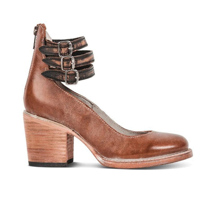 Women's Buckle-Strap Pointed-Toe Leather Ankle Heeled Boots