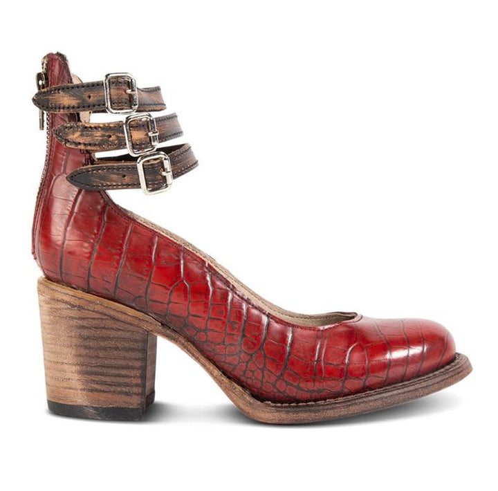 Women's Buckle-Strap Pointed-Toe Leather Ankle Heeled Boots