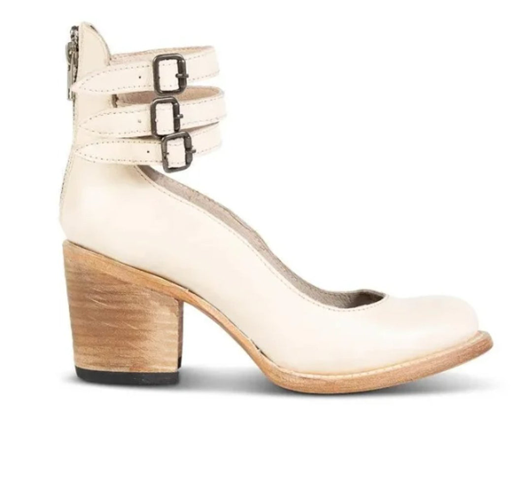 Women's Buckle-Strap Pointed-Toe Leather Ankle Heeled Boots
