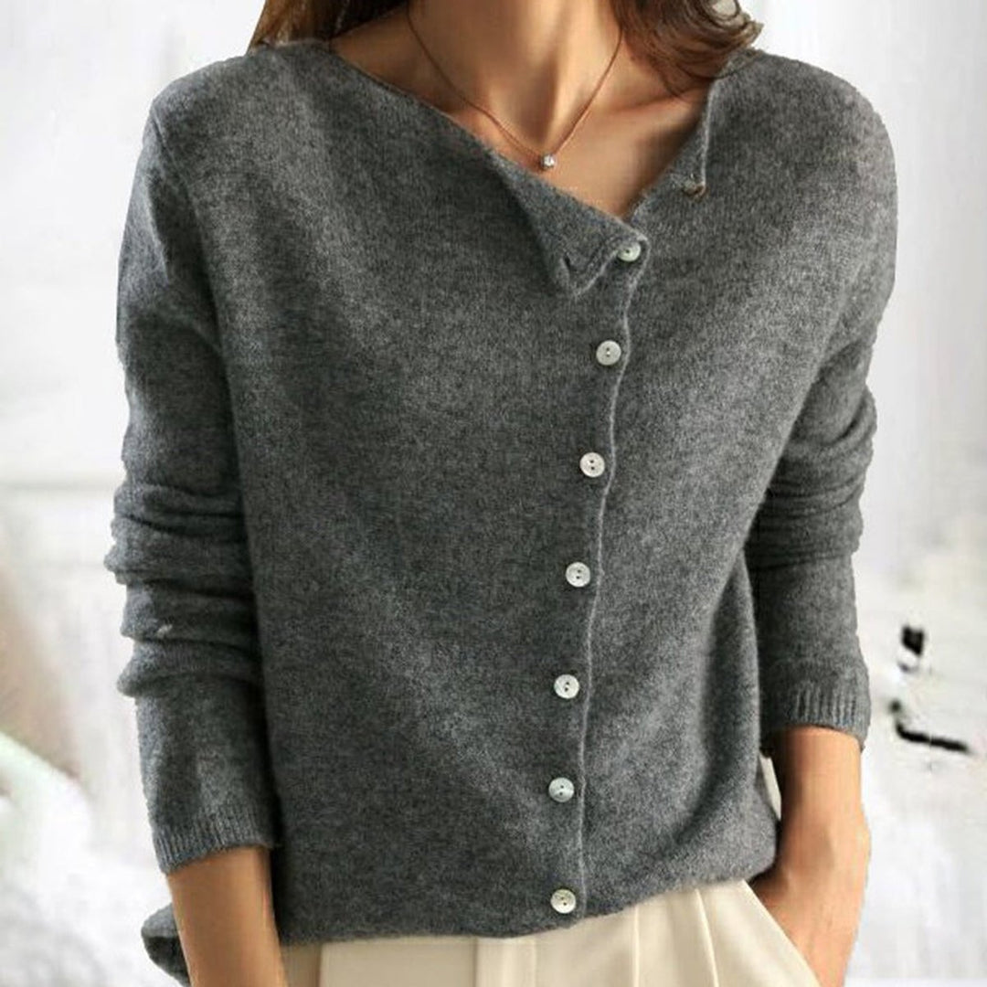 Women's Button-Front Long Sleeve Knitted Sweater Cardigan