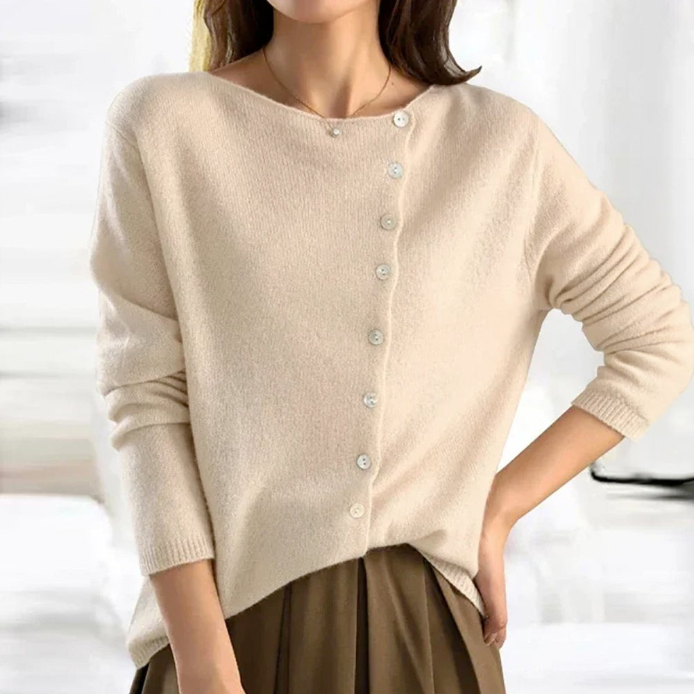 Women's Button-Front Long Sleeve Knitted Sweater Cardigan