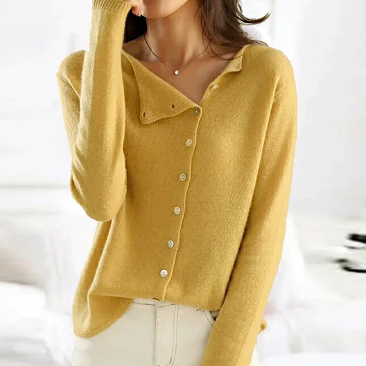 Women's Button-Front Long Sleeve Knitted Sweater Cardigan