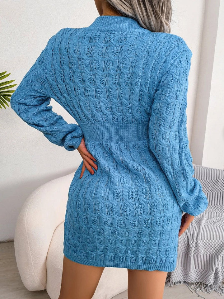 Women's Cable-Knit Long-Sleeve Bodycon Knitted Dress
