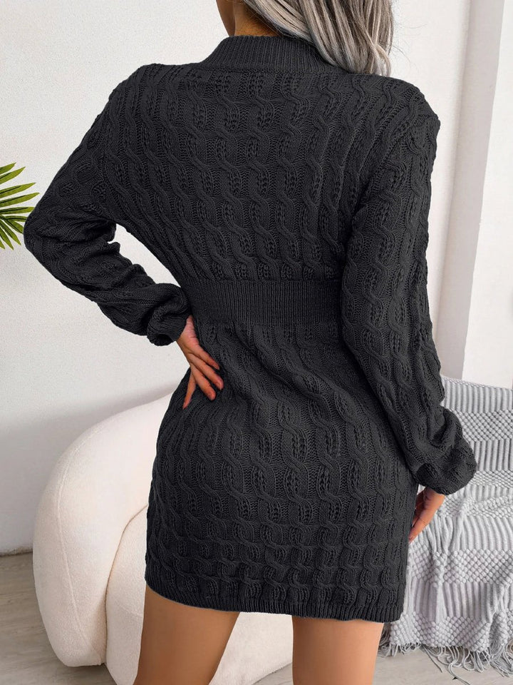 Women's Cable-Knit Long-Sleeve Bodycon Knitted Dress