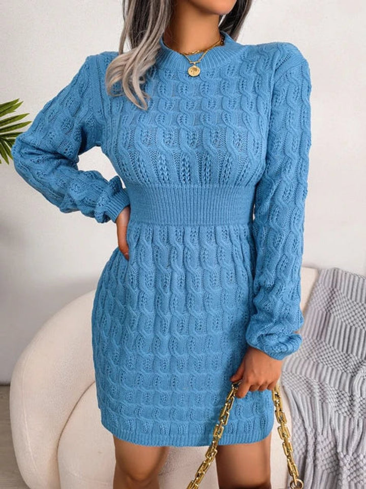 Women's Cable-Knit Long-Sleeve Bodycon Knitted Dress