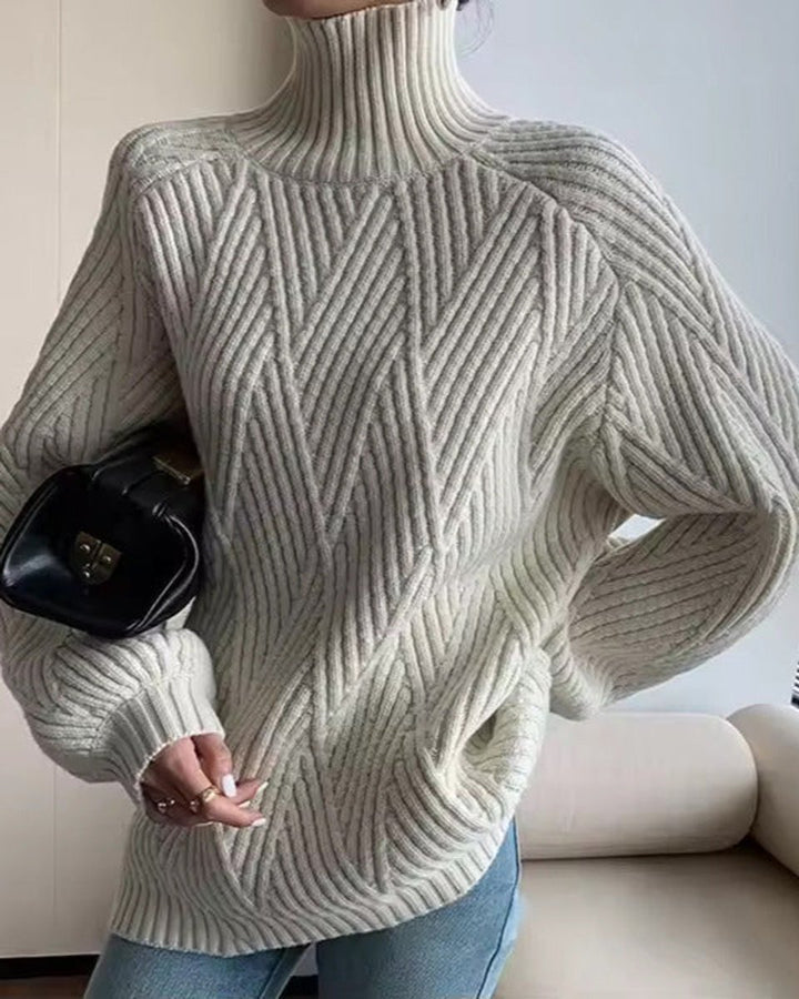Women's Cable-Knit Oversized Turtleneck Jumper