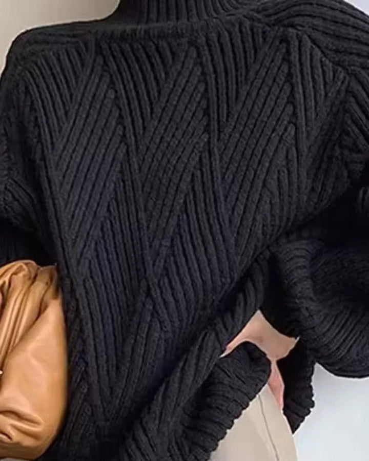 Women's Cable-Knit Oversized Turtleneck Jumper