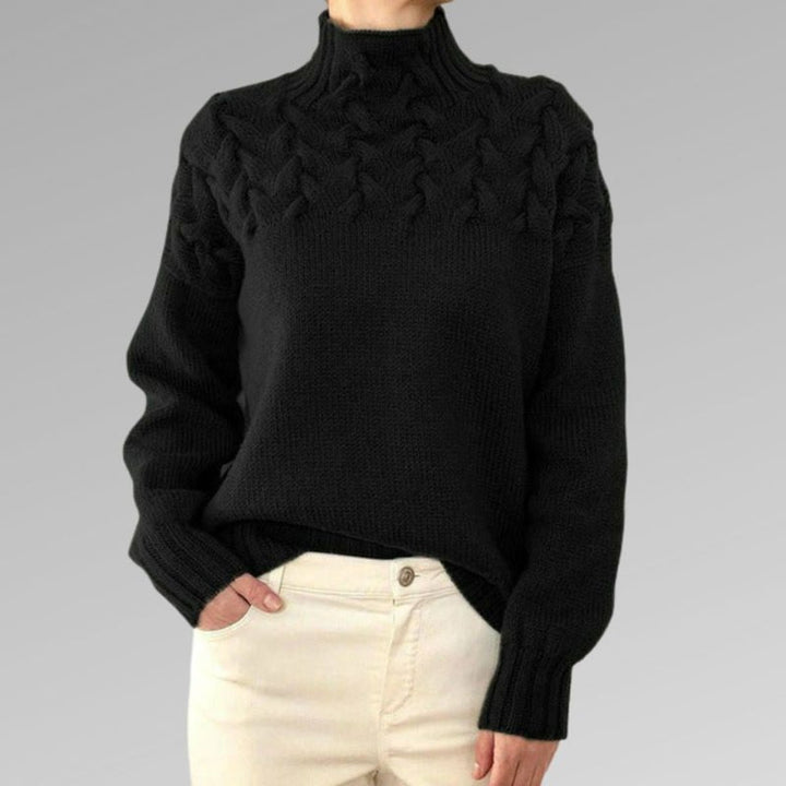 Women's Cable-Knit Relaxed-Fit Turtleneck Jumper