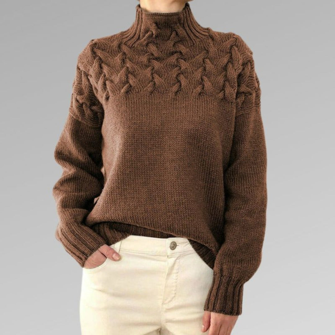 Women's Cable-Knit Relaxed-Fit Turtleneck Jumper