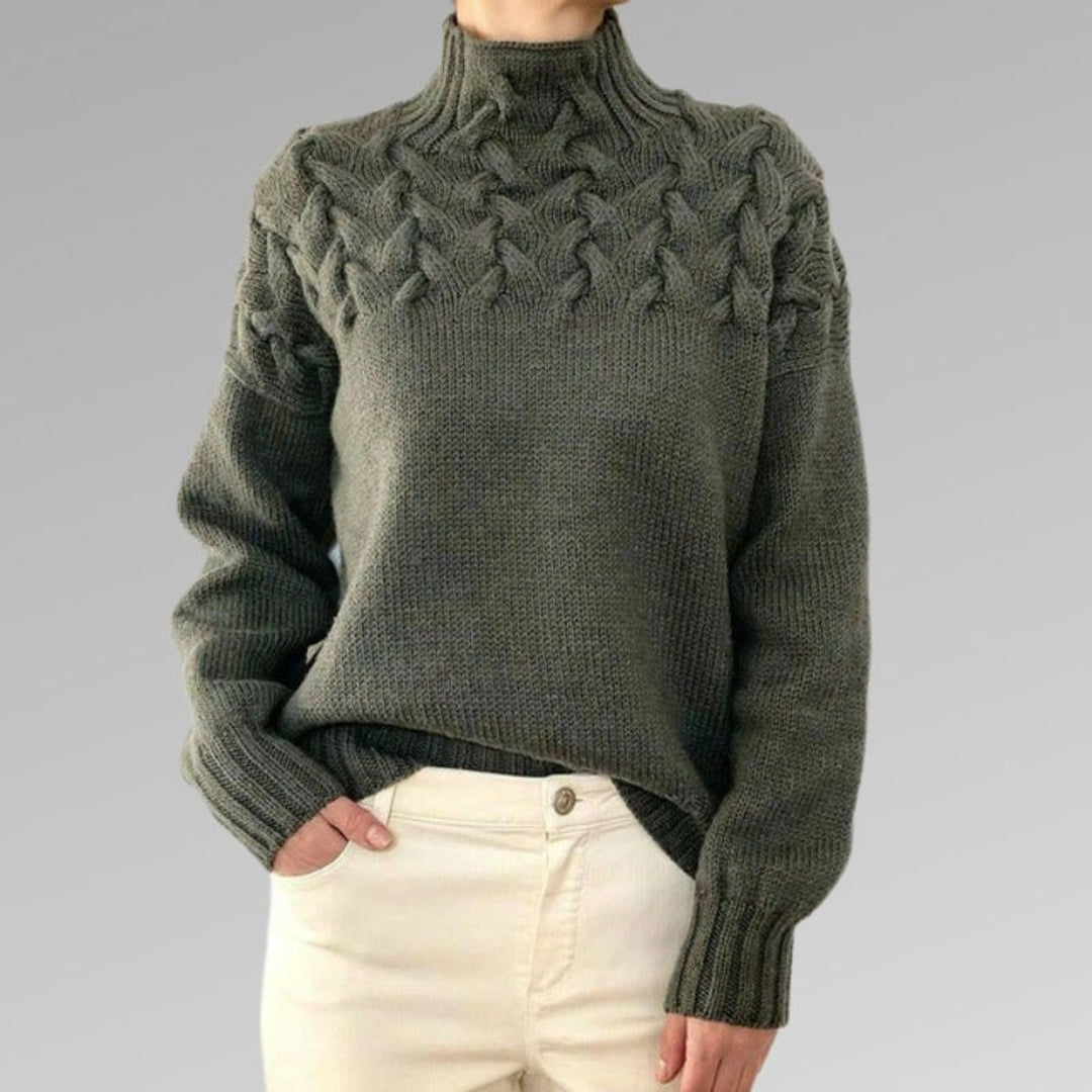 Women's Cable-Knit Relaxed-Fit Turtleneck Jumper