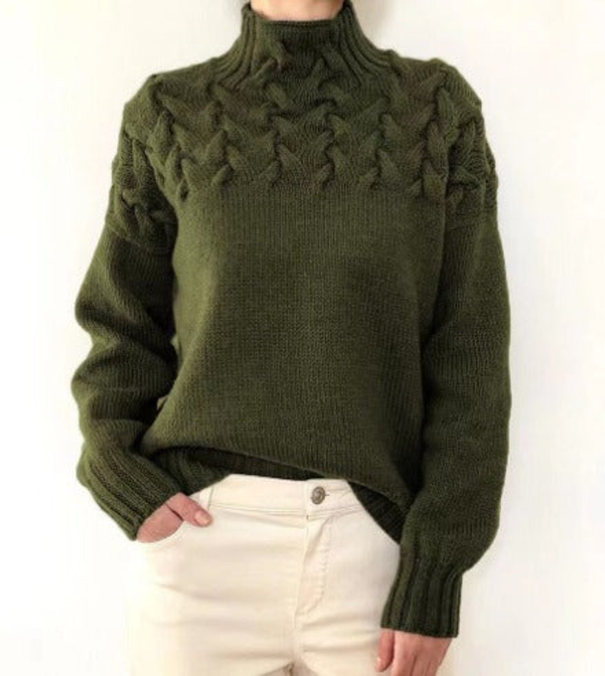 Women's Cable-Knit Relaxed-Fit Turtleneck Jumper