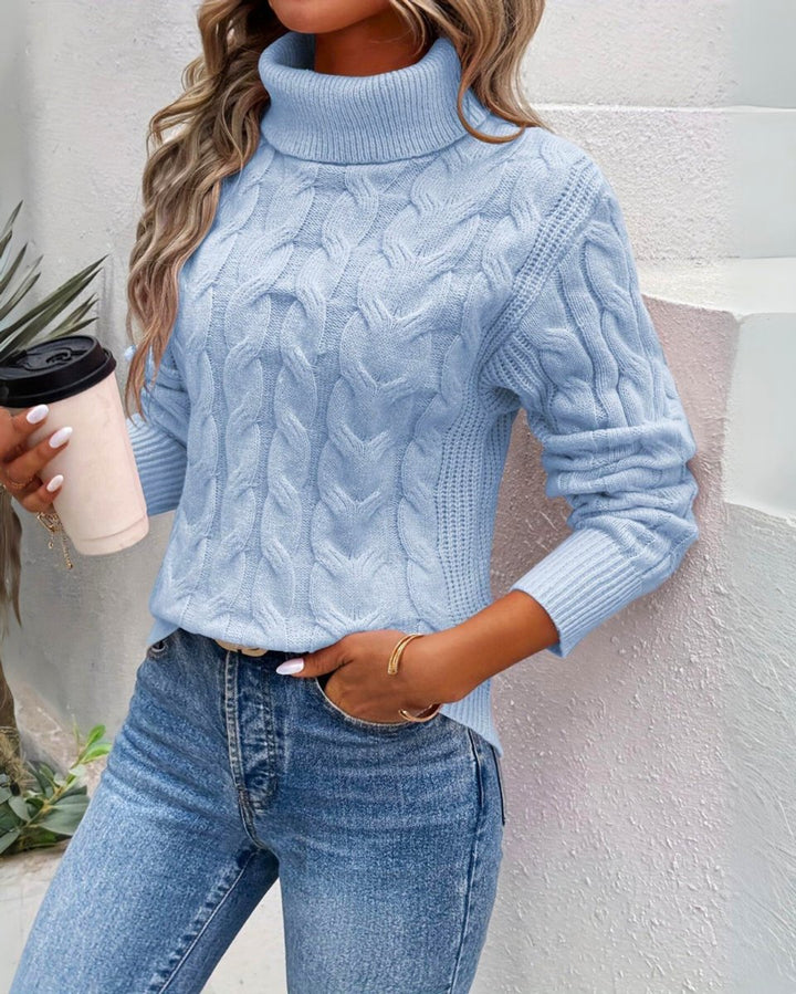 Women's Cable-Knit Turtleneck Jumper Cosy Rollneck Pullover