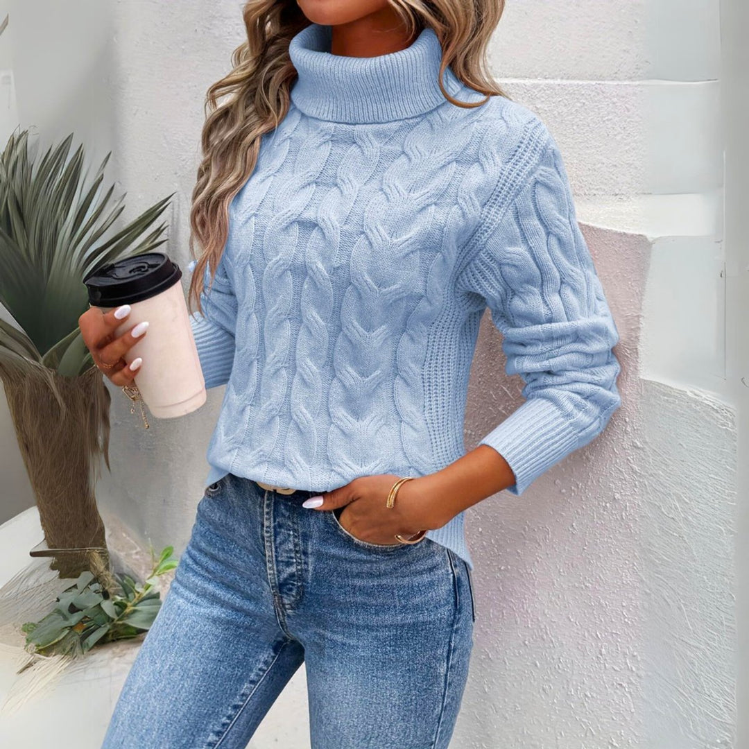Women's Cable-Knit Turtleneck Jumper Long Sleeve Cosy Fit