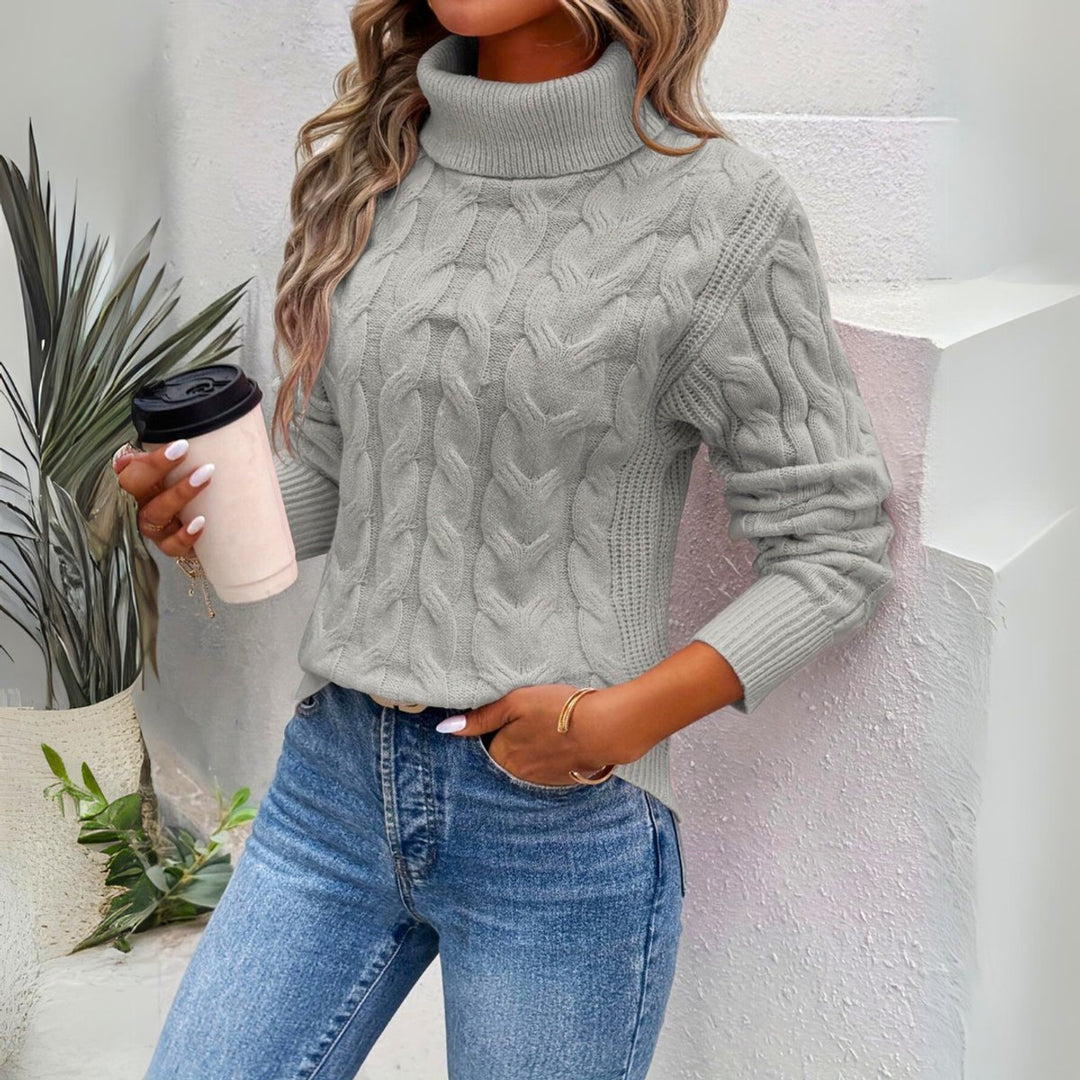 Women's Cable-Knit Turtleneck Jumper Long Sleeve Cosy Fit