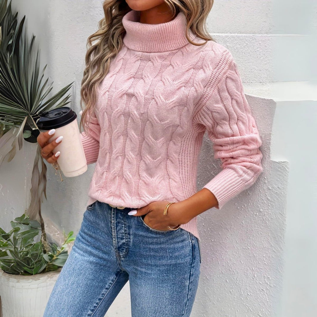 Women's Cable-Knit Turtleneck Jumper Long Sleeve Cosy Fit