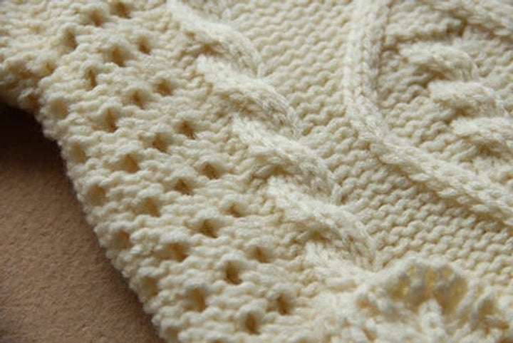 Women's Cable Knitted Sweater Cardigan Ruffle Lace-Trim Open-Front