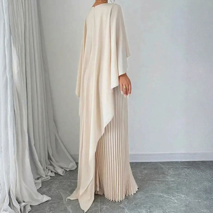 Women's Cape-Overlay Pleated Maxi Dress Wedding Guest