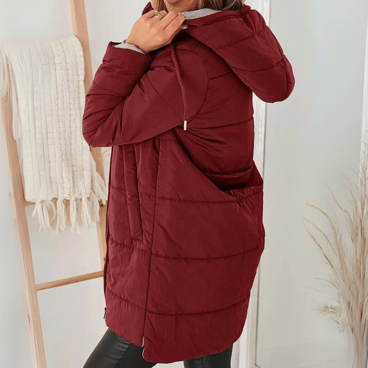 Women's Casual Hooded Puffer Jacket Quilted Warm Outerwear - Chestnut Brown