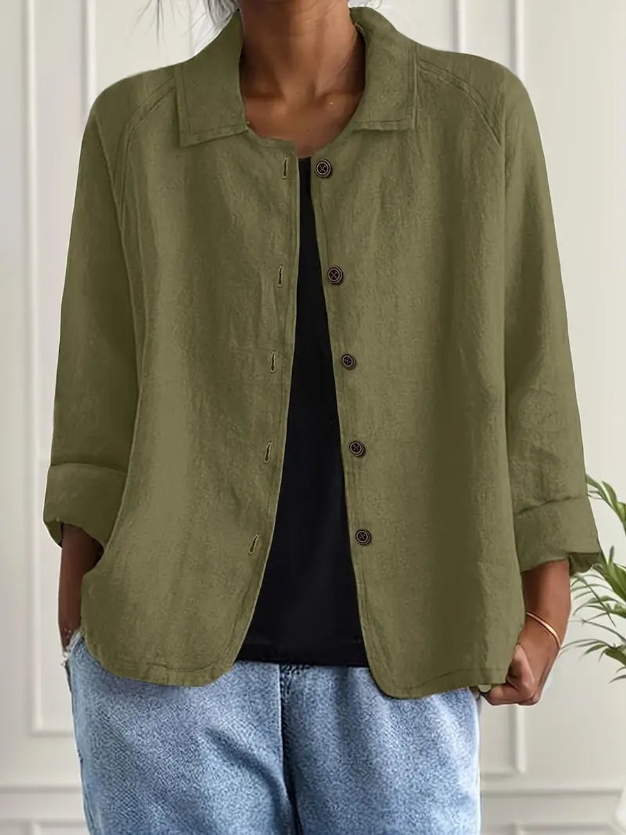 Women's Casual Lightweight Button-Front Overshirt Jacket