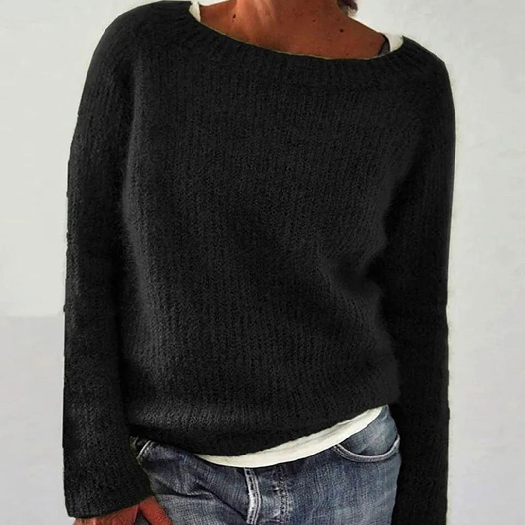 Women's Casual Relaxed-Fit Knit Pullover Sweater - Black
