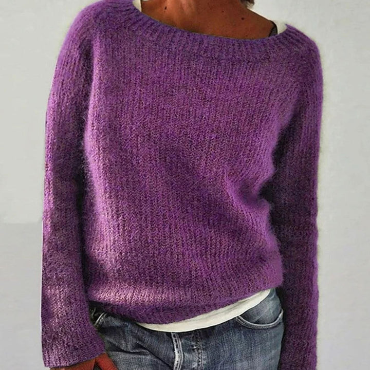 Women's Casual Relaxed-Fit Knit Pullover Sweater - Purple
