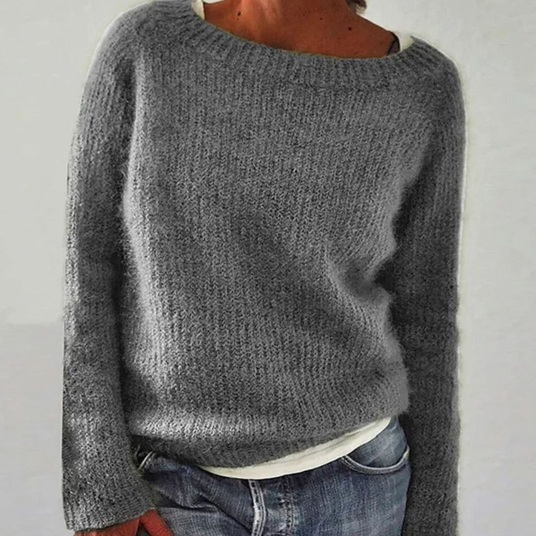 Women's Casual Relaxed-Fit Knit Pullover Sweater - Grey
