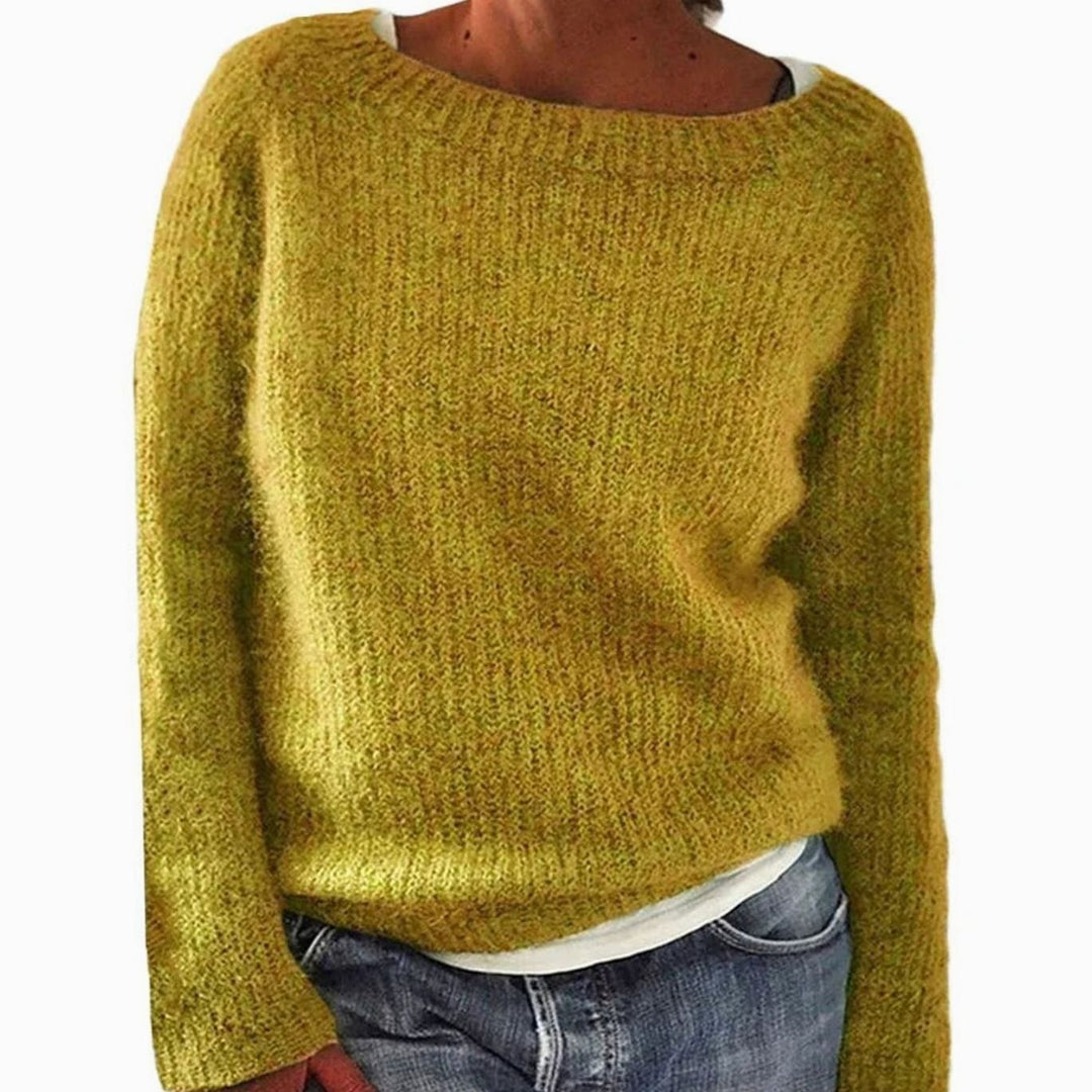 Women's Casual Relaxed-Fit Knit Pullover Sweater - Yellow