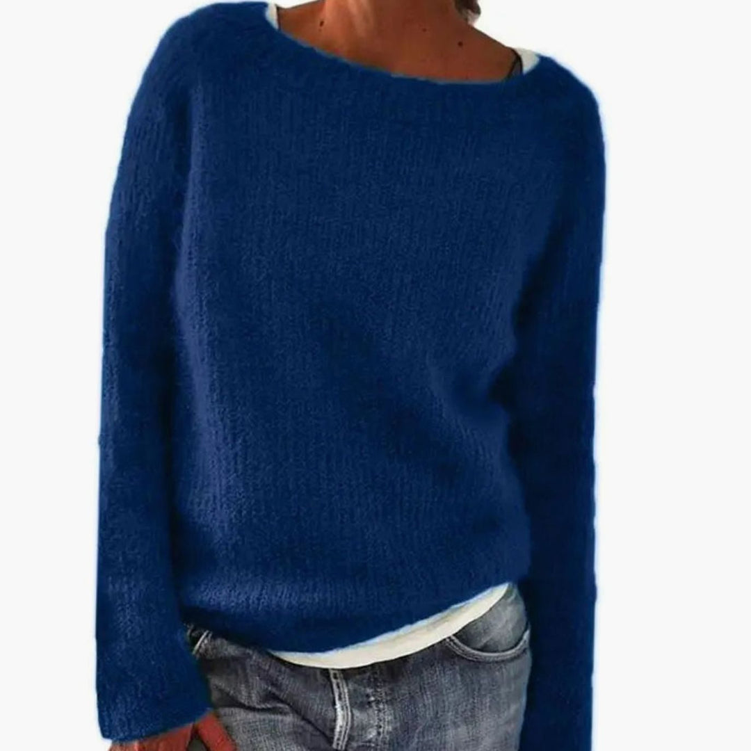 Women's Casual Relaxed-Fit Knit Pullover Sweater - Blue
