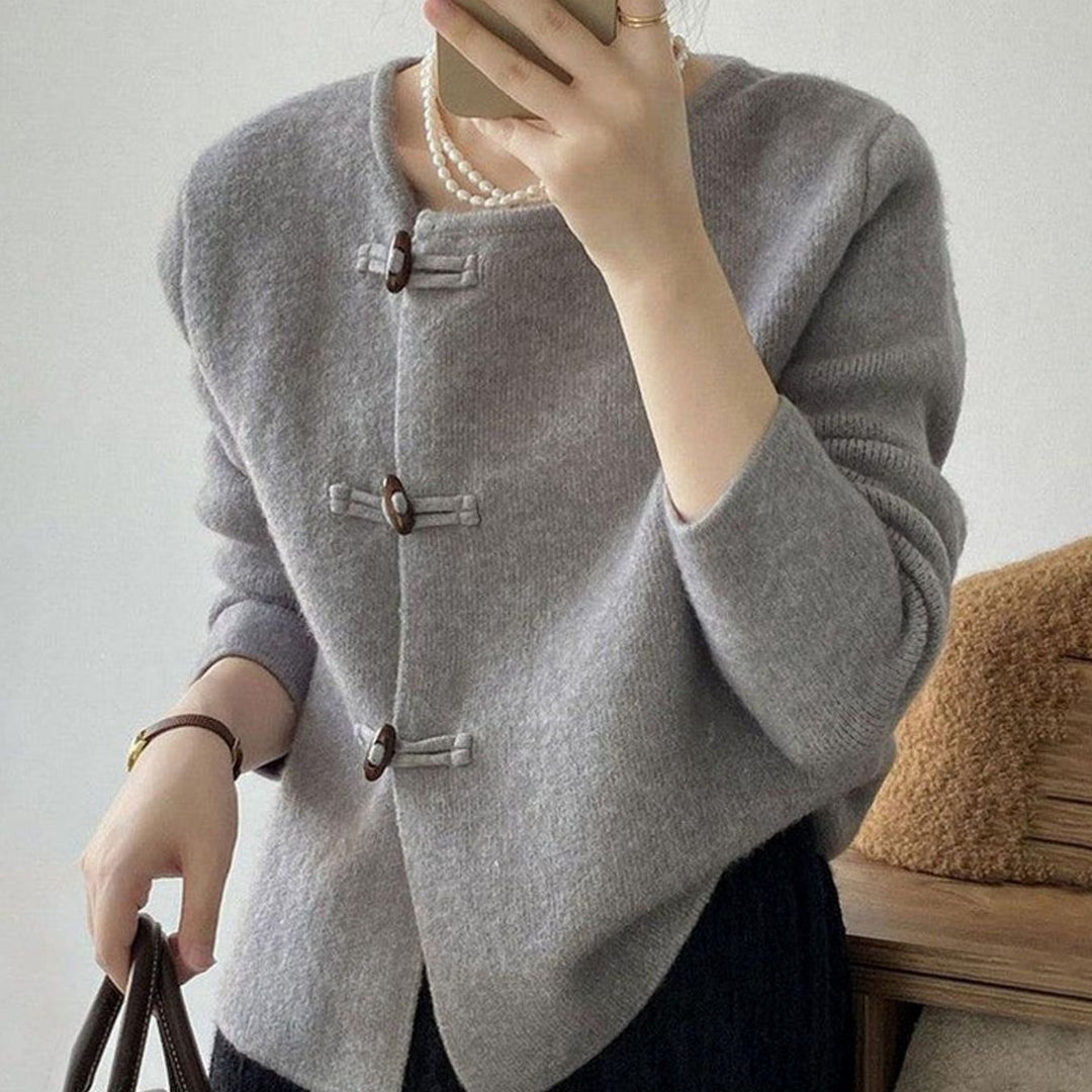 Women's Chinese-Collar Oversized Knit Cardigan Toggle Button