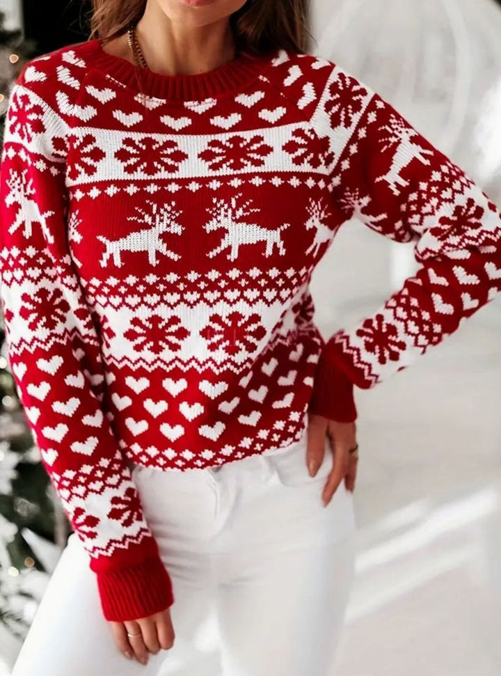 Women's Christmas Fairisle Oversized Knit Jumper Reindeer Pattern